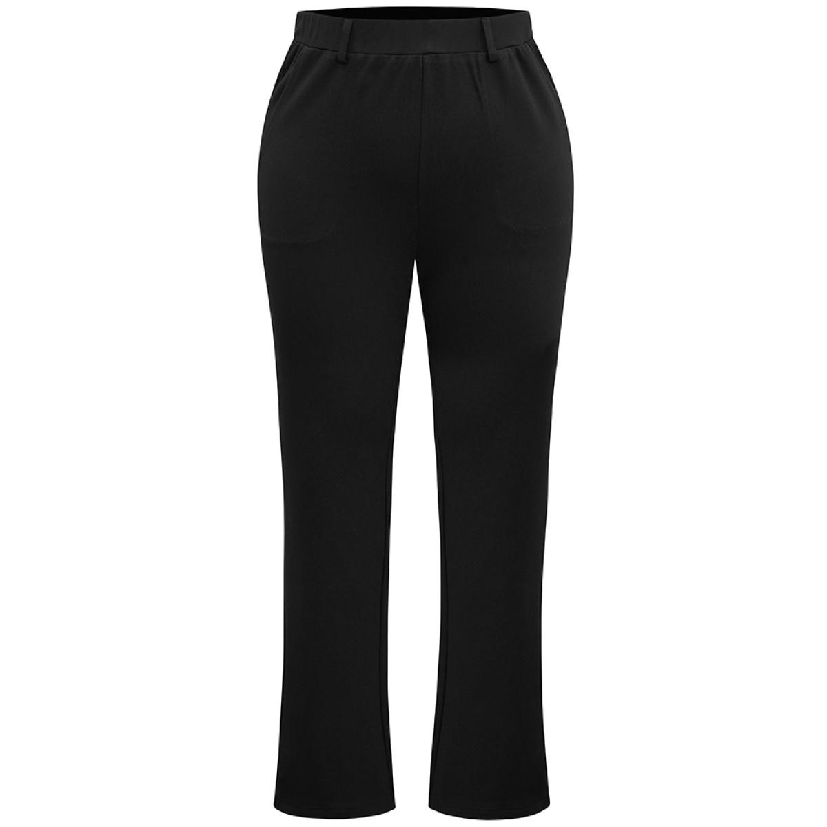 Plus Size Solid Very Stretchy High Rise Bootcut Thick Pants Women Black Casual Bootcut High Rise Everyday Pants BloomChic 10/M Product Image