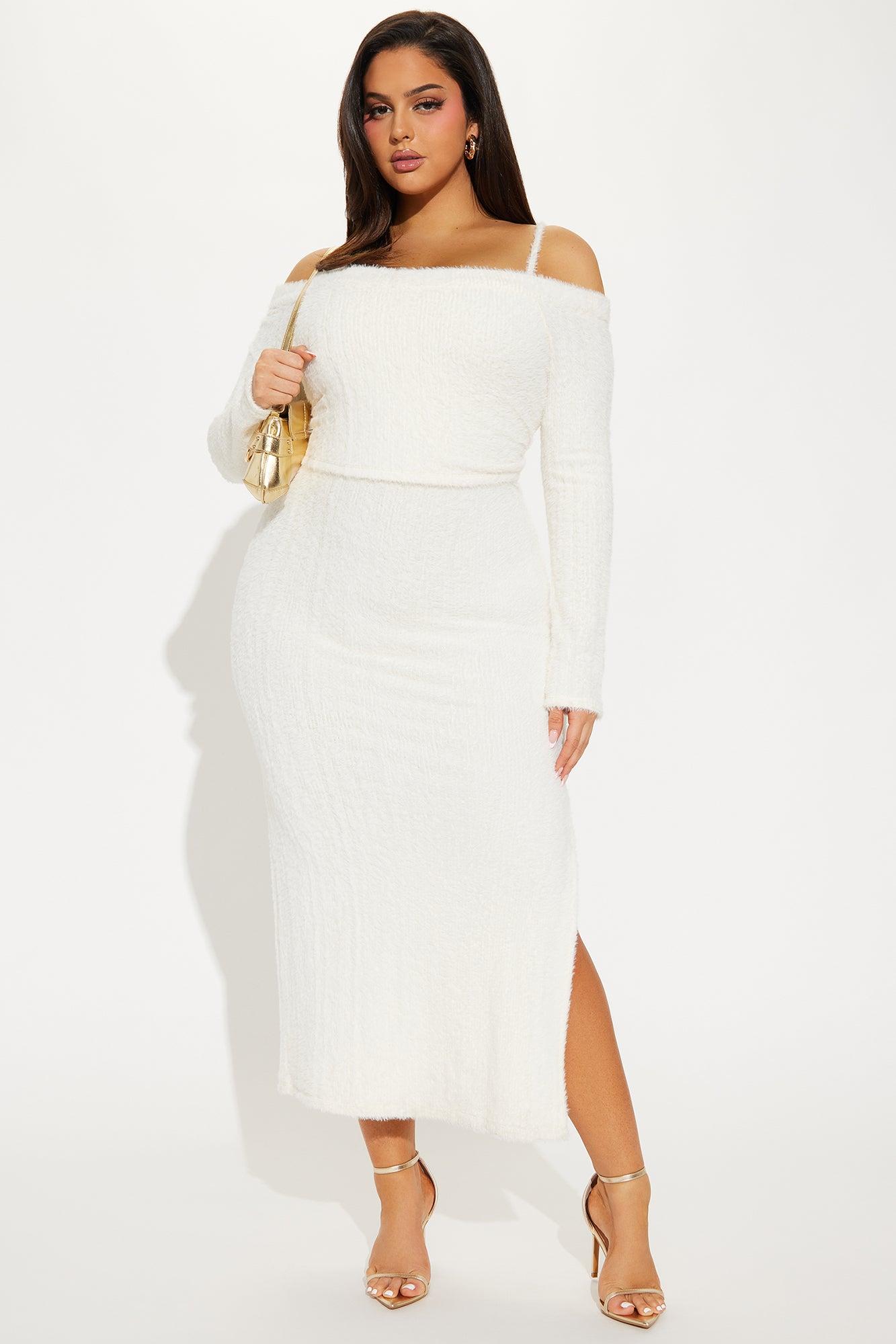 Fuzzy Feels Maxi Dress Set - Cream Product Image