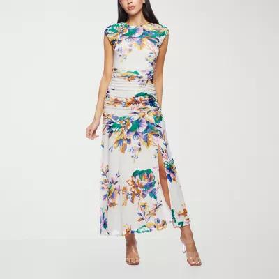 Premier Amour Womens Sleeveless Floral Midi Sheath Dress Product Image