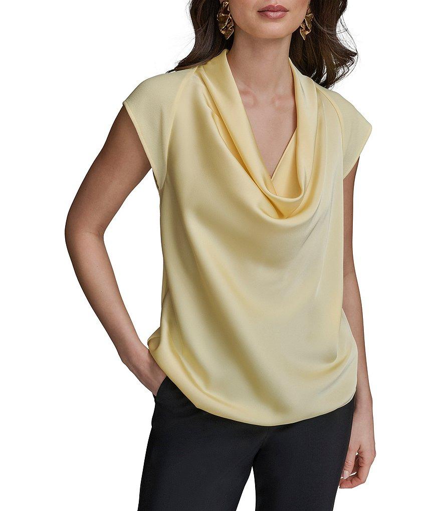 Donna Karan Cowl Neck Sleeveless Stretch Knit Top Product Image