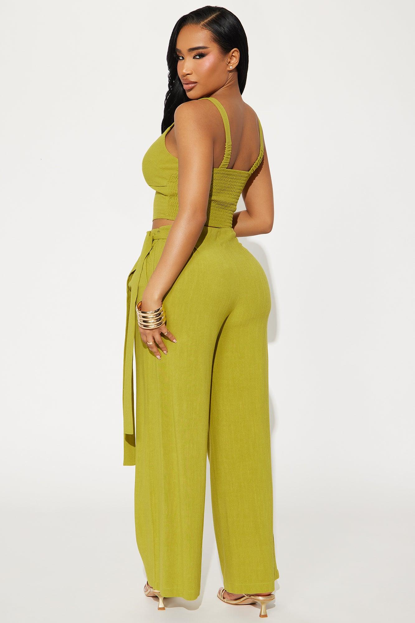 Layla Linen Pant Set - Green Product Image