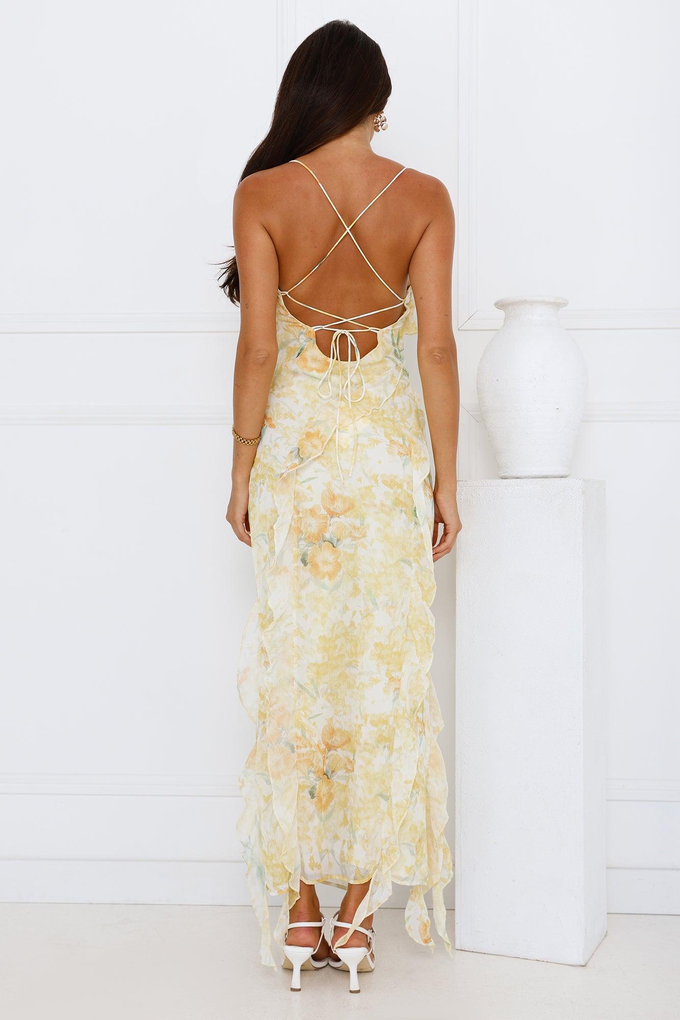 Lush Reverie Midi Dress Yellow Product Image