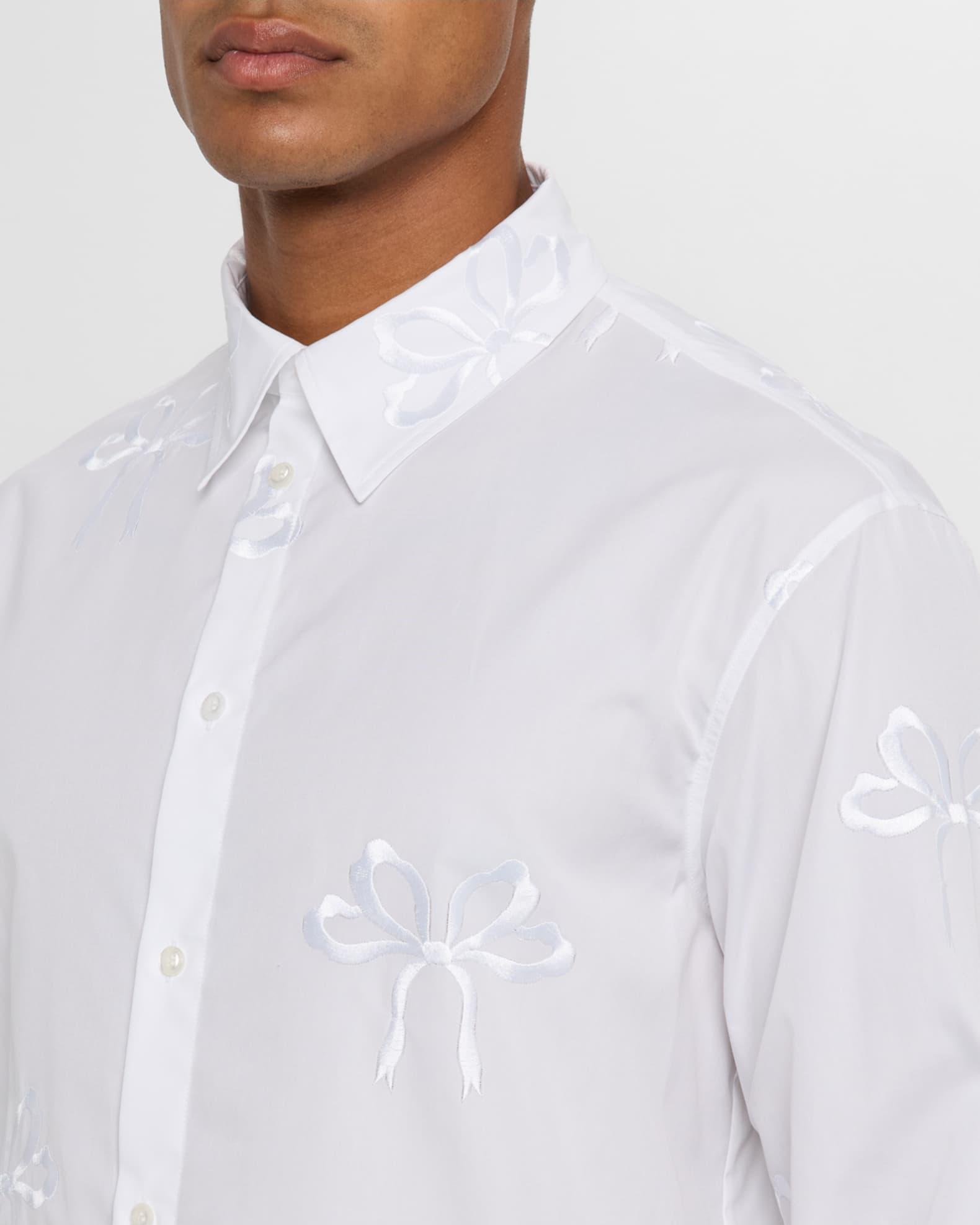 Men's Cotton Embroidered Bow Sport Shirt Product Image