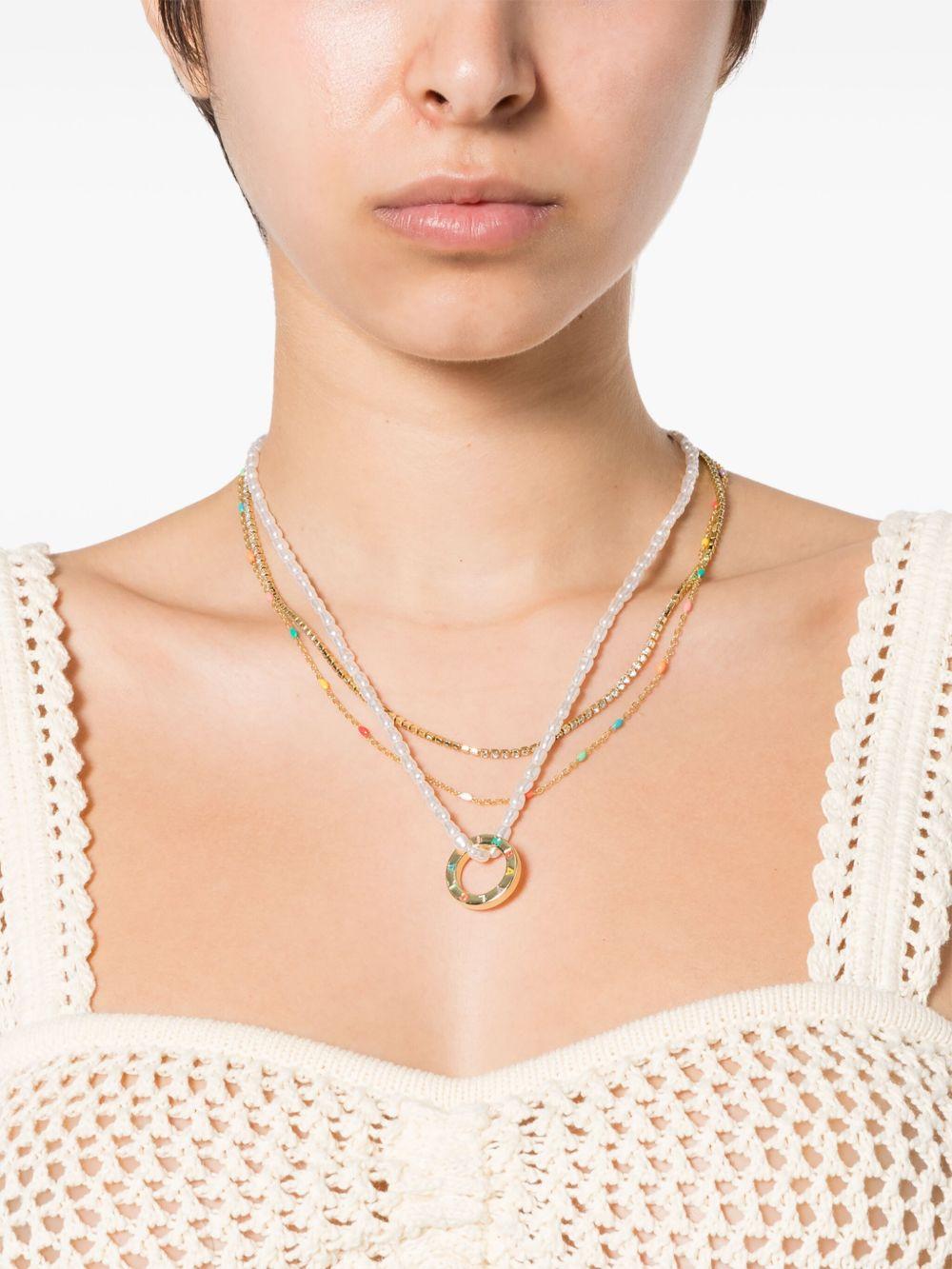 logo-pendant layered necklace Product Image