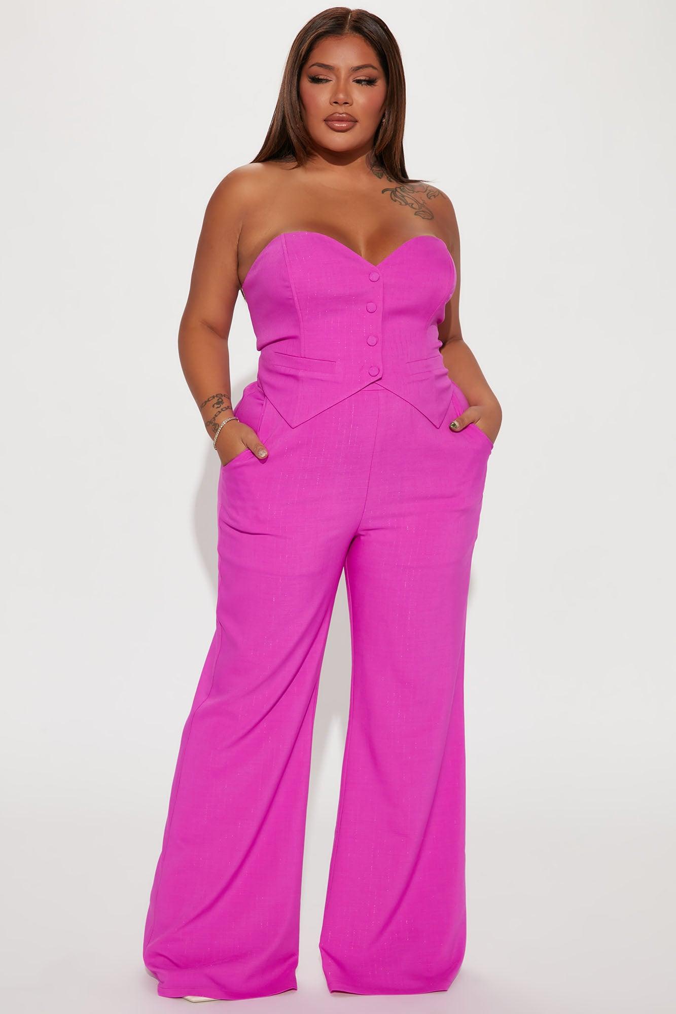 Amelia Two Piece Pant Suit - Fuchsia Product Image