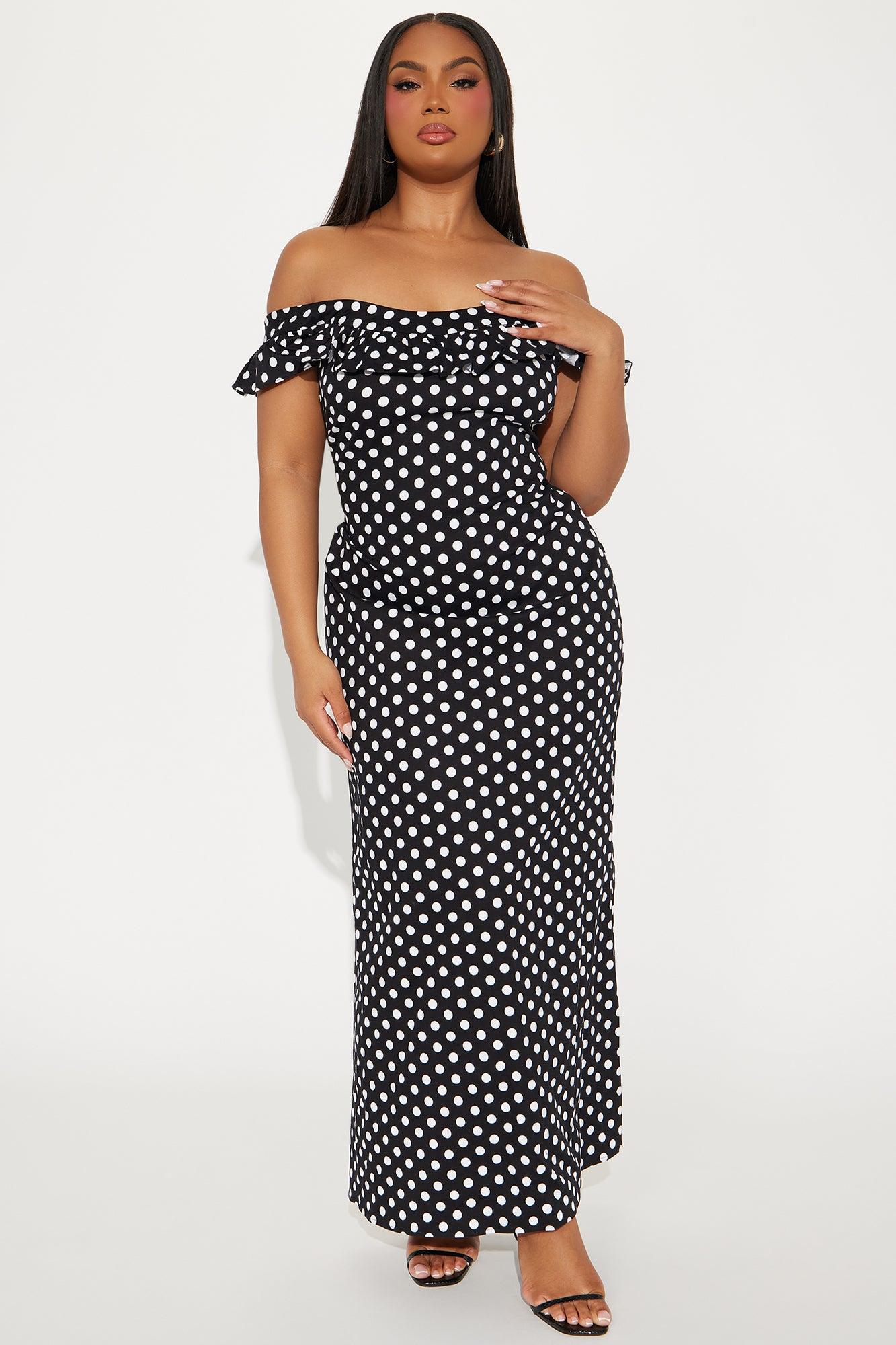 Samantha Polka Dot Maxi Dress - Black/White Product Image