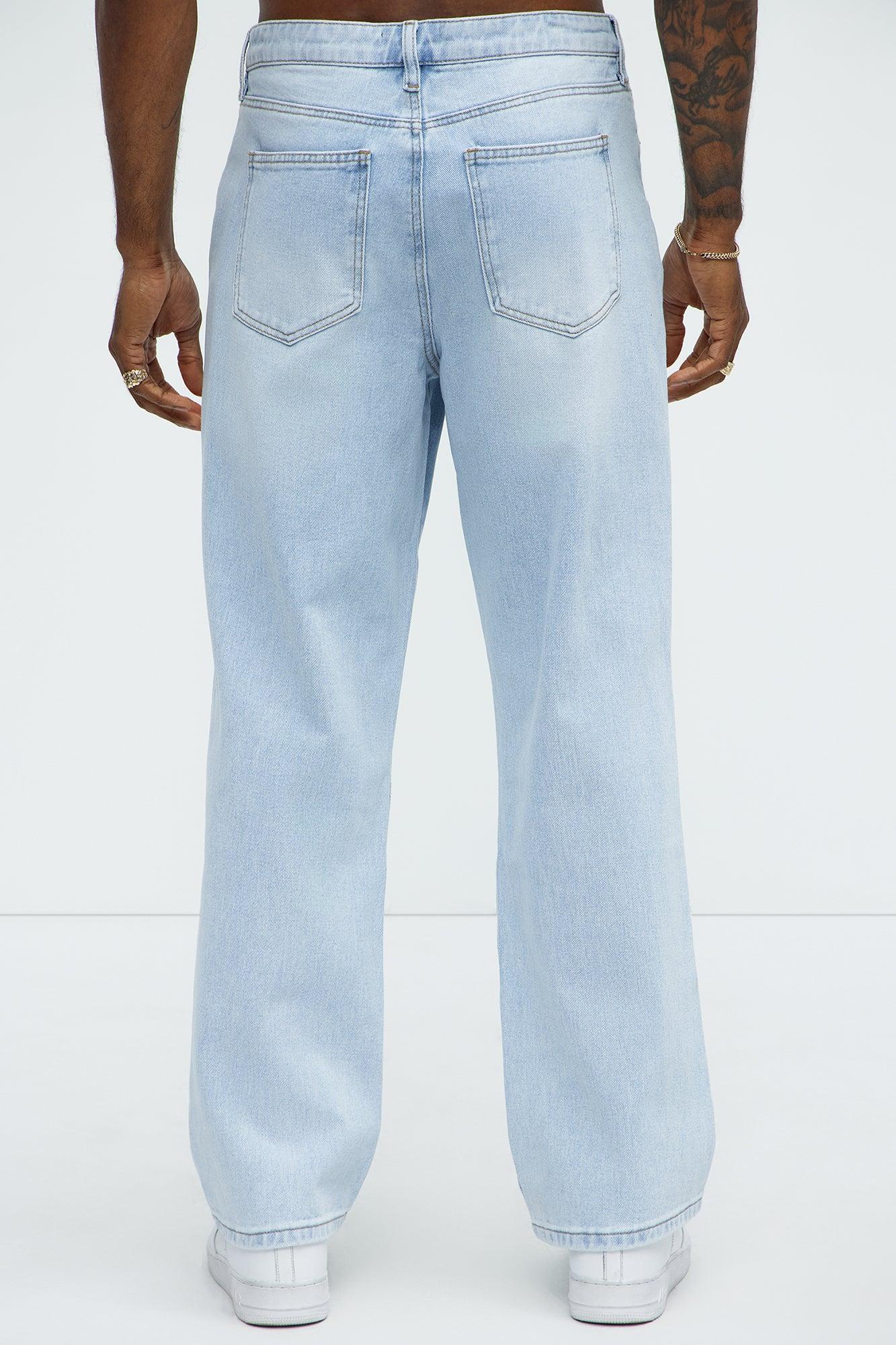 Classic Distressed Straight Jeans - Light Wash Product Image