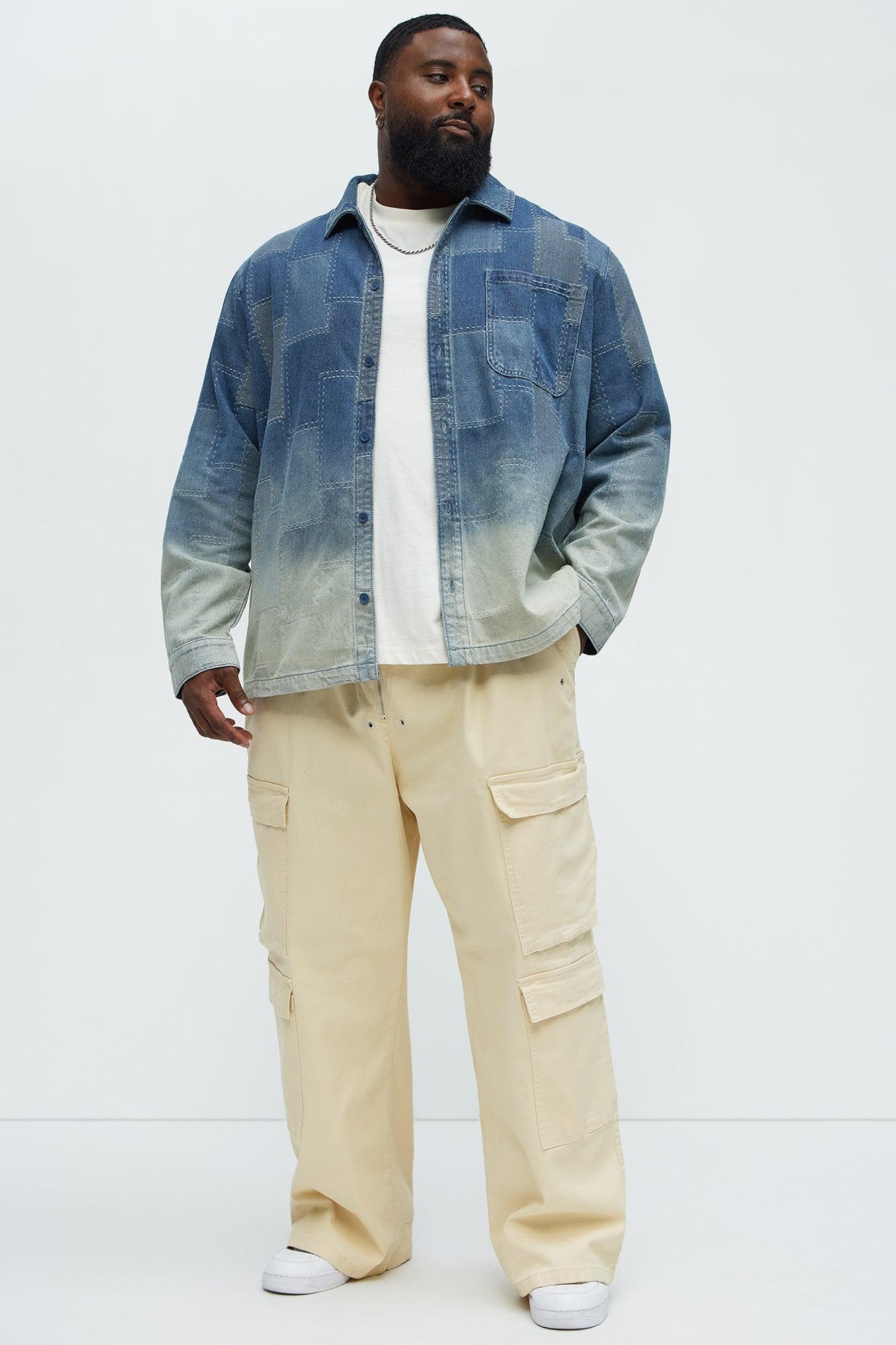 Shibori Faded Long Sleeve Relaxed Shirt - Vintage Blue Wash Product Image