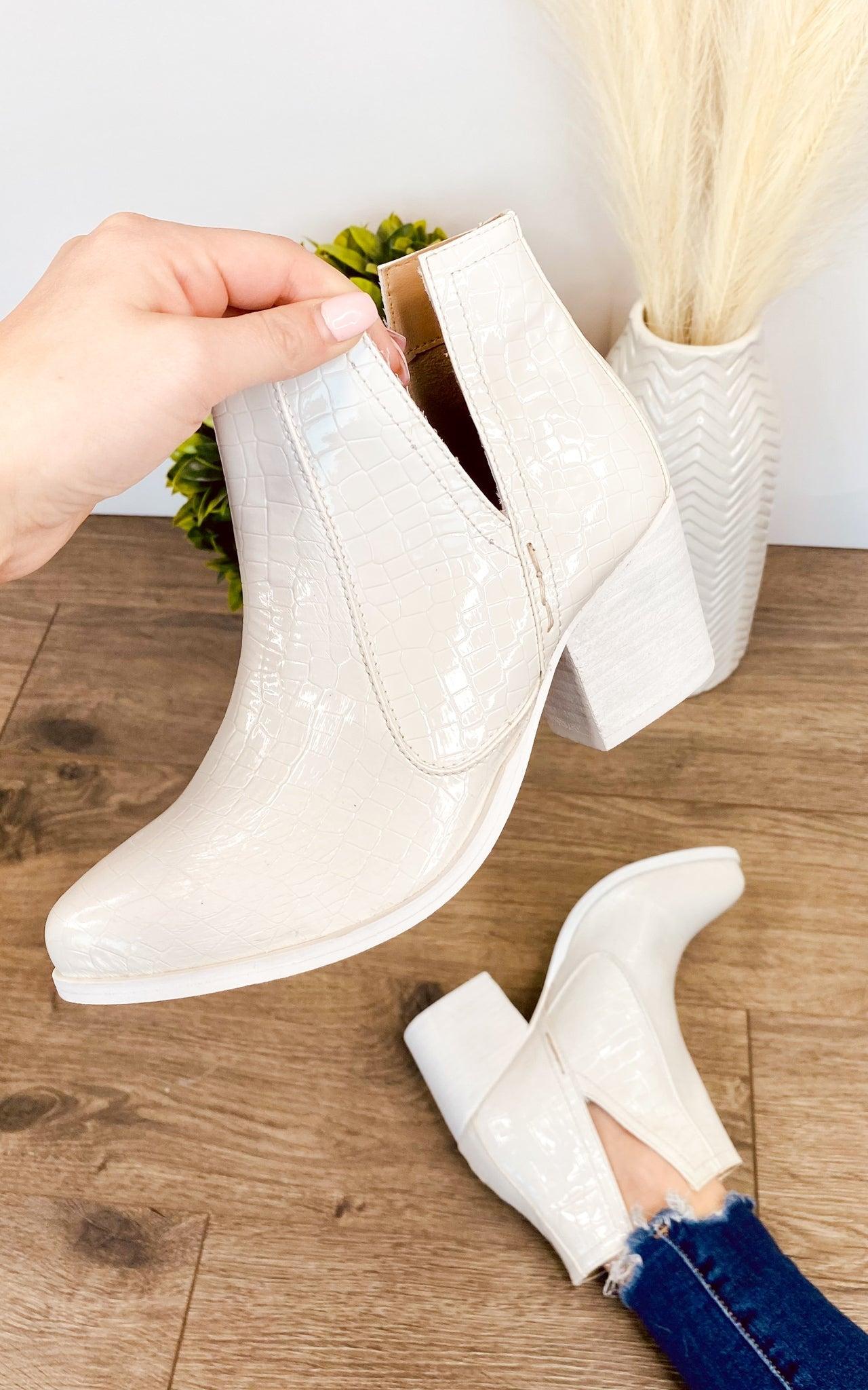 Tarim Bootie in White Croc (Online Exclusive) Product Image