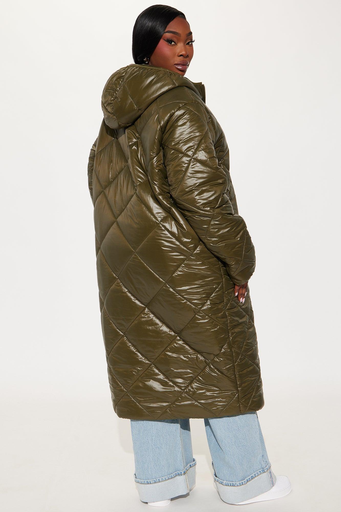 Everyday Swag Long Puffer - Olive Female Product Image