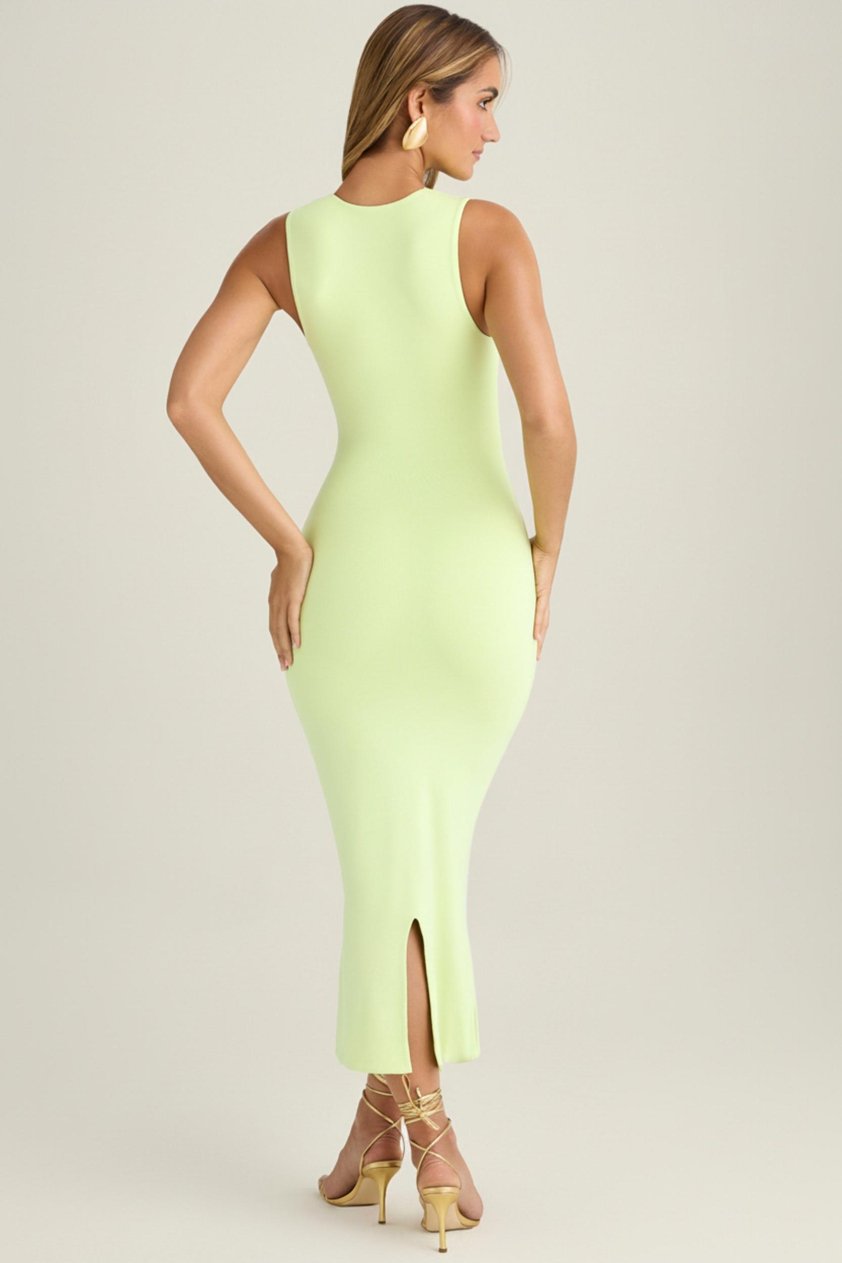 Square Neck Midi Dress in Matcha Green Product Image