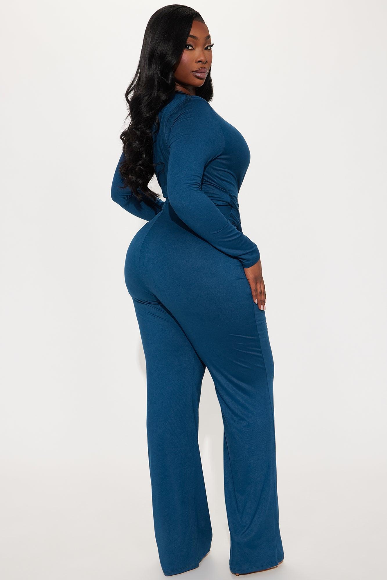Zoe Belted Jumpsuit - Teal Product Image