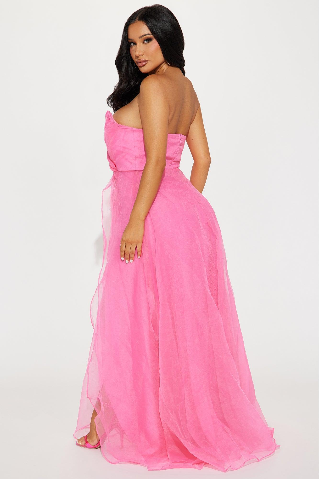 Evelyn Taffeta Gown - Hot Pink Product Image