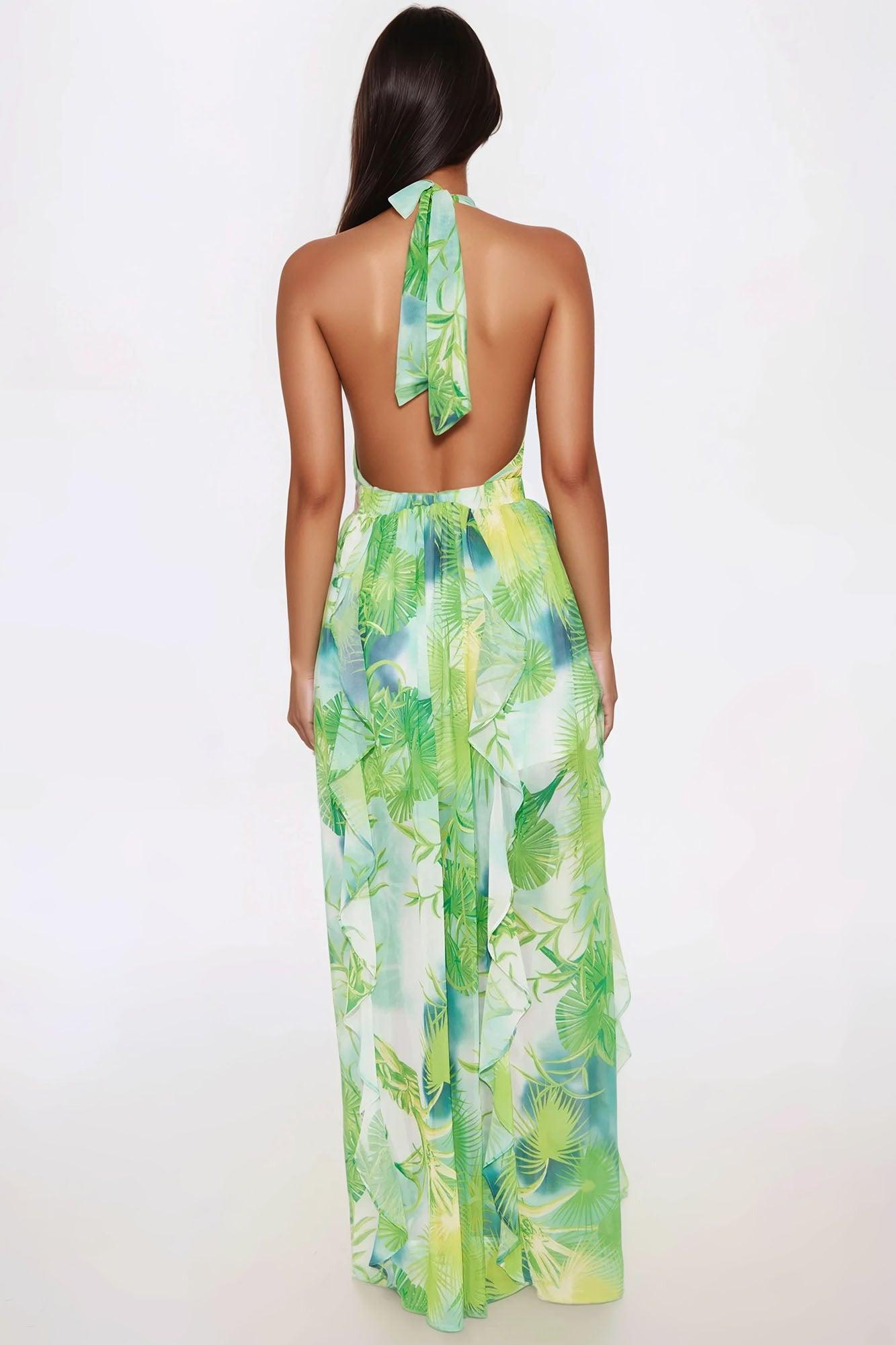 Island Breeze Chiffon Maxi Dress - Green/combo Product Image