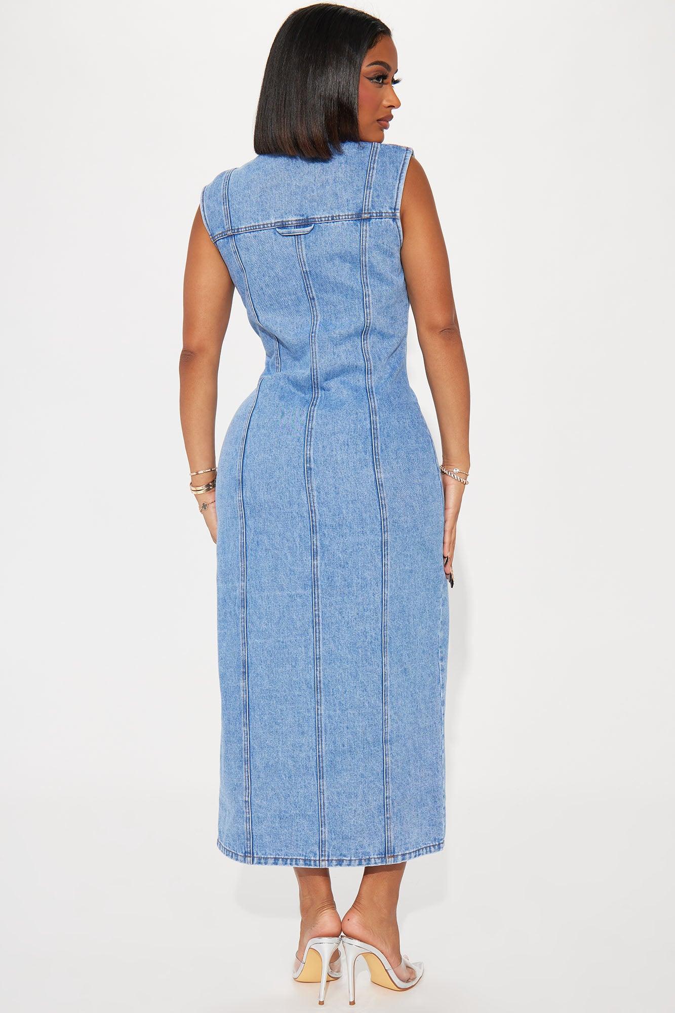 Tallahassee Denim Maxi Dress - Medium Wash Product Image