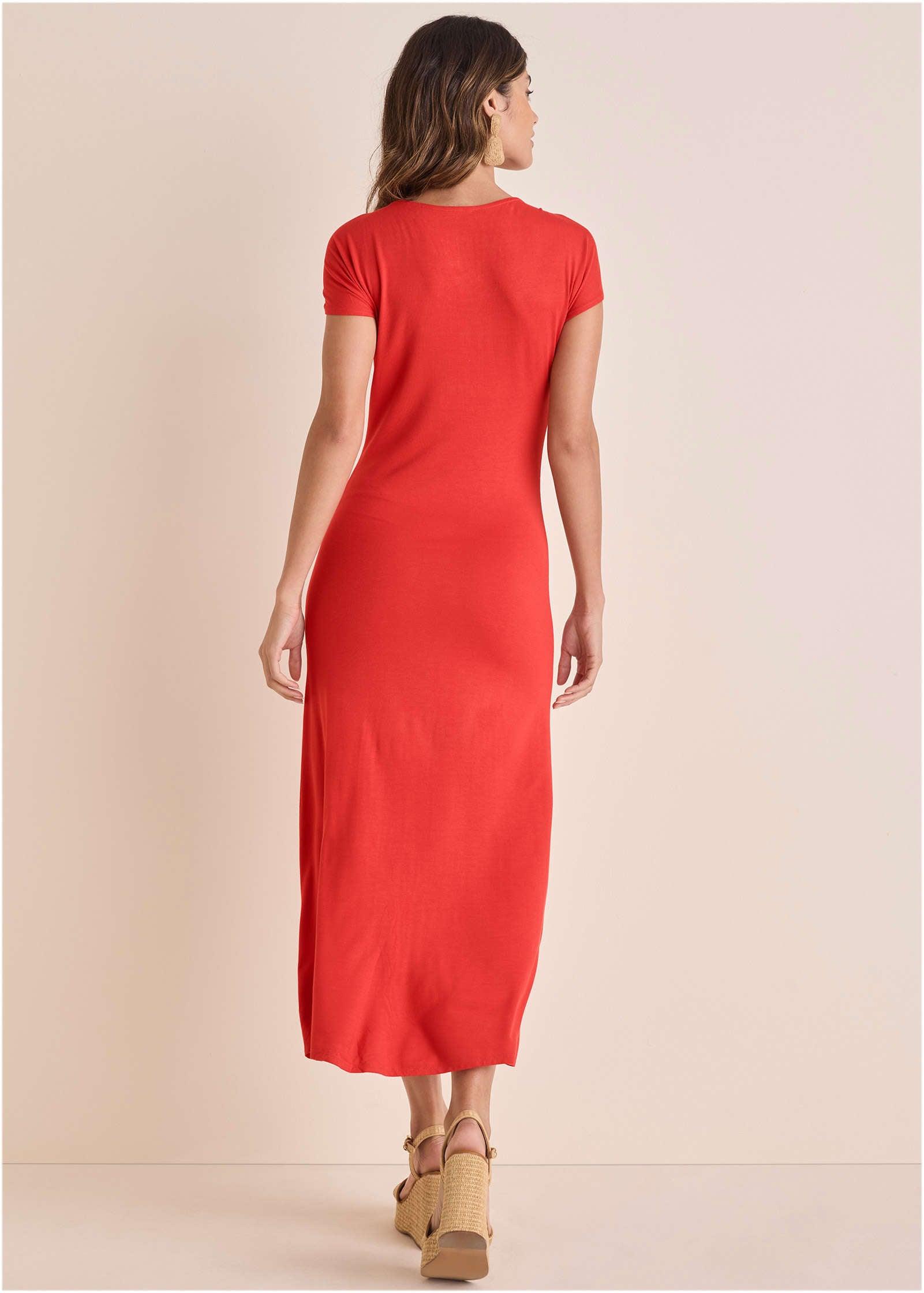 Tie Detail Maxi Dress - Rococco Red Product Image