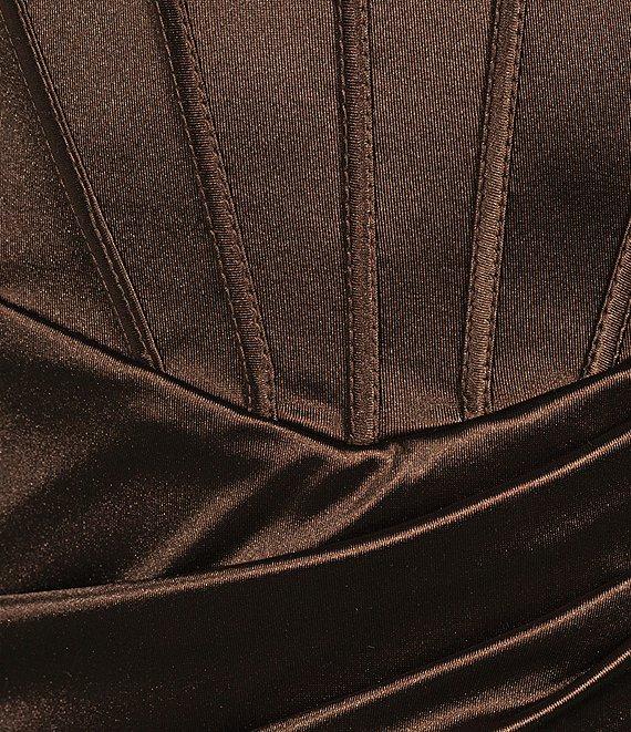 B. Darlin Spaghetti Strap V-Neck Bustier Lace Up Back Dress Product Image