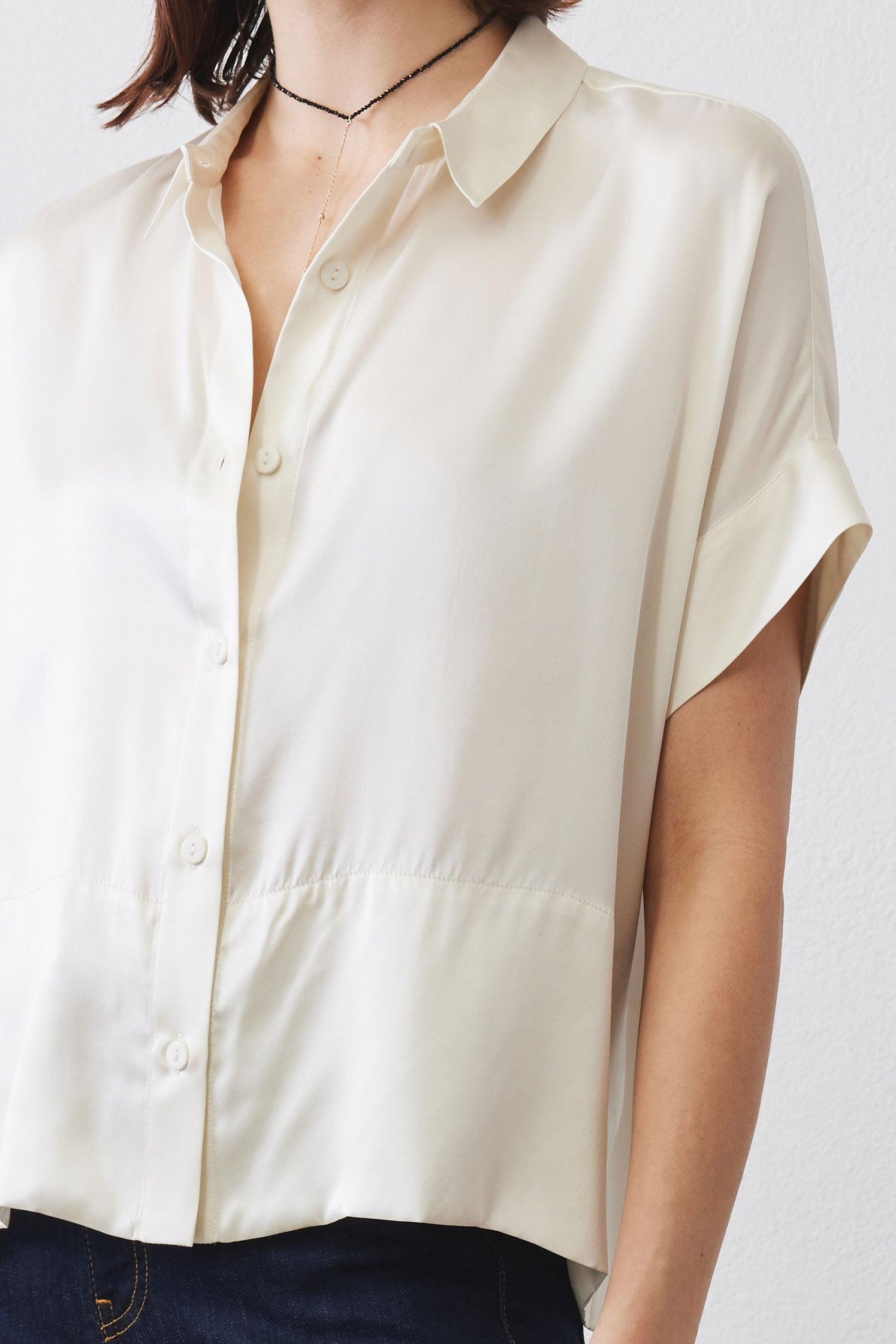 Boxy Washable Silk Cropped Blouse Product Image