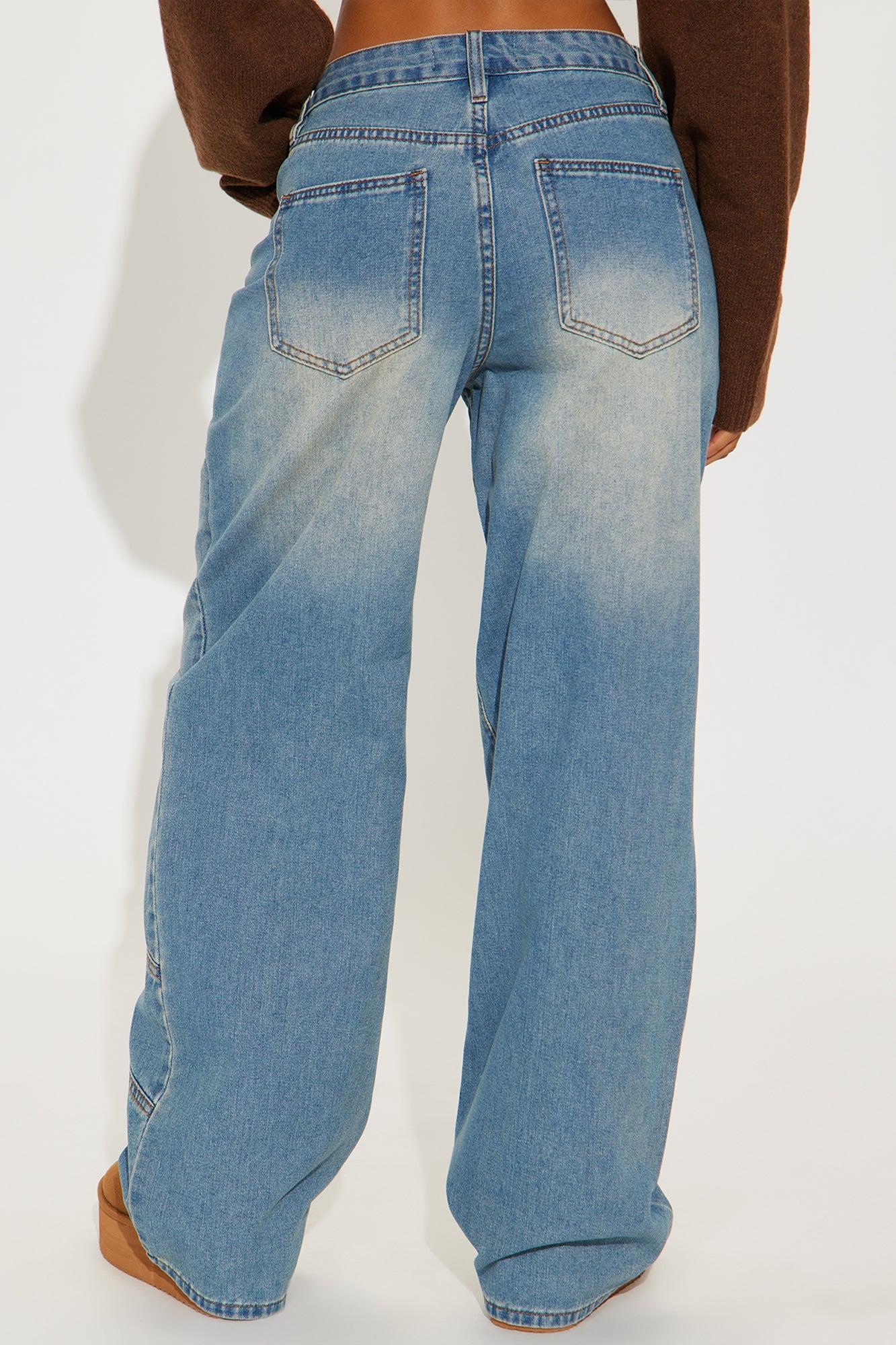 Lead The Way Non Stretch Seaming Wide Leg Jeans - Vintage Wash Product Image