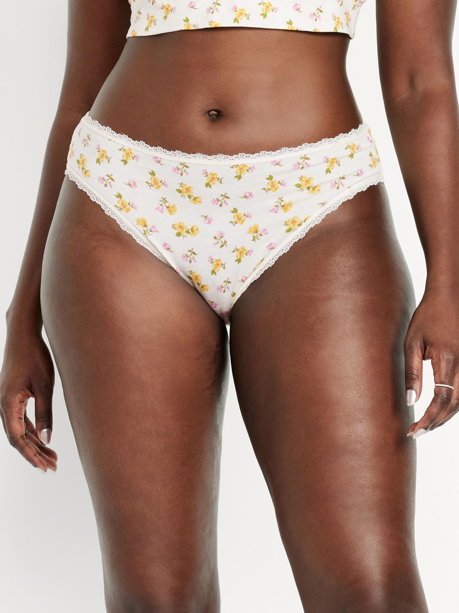 High-Waisted Lace-Trim Bikini Underwear Product Image