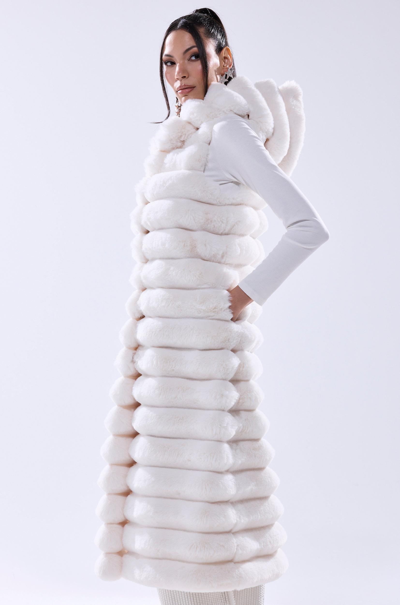 POPPY FAUX FUR HOODED VEST Product Image
