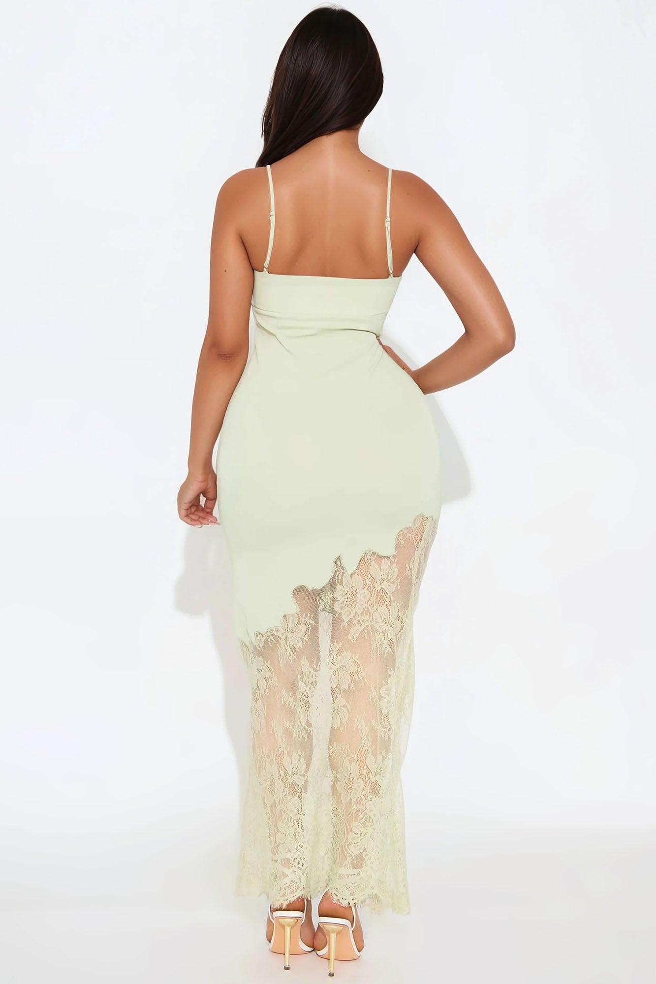 Candice Lace Hem Slip Maxi Dress - Sage Product Image