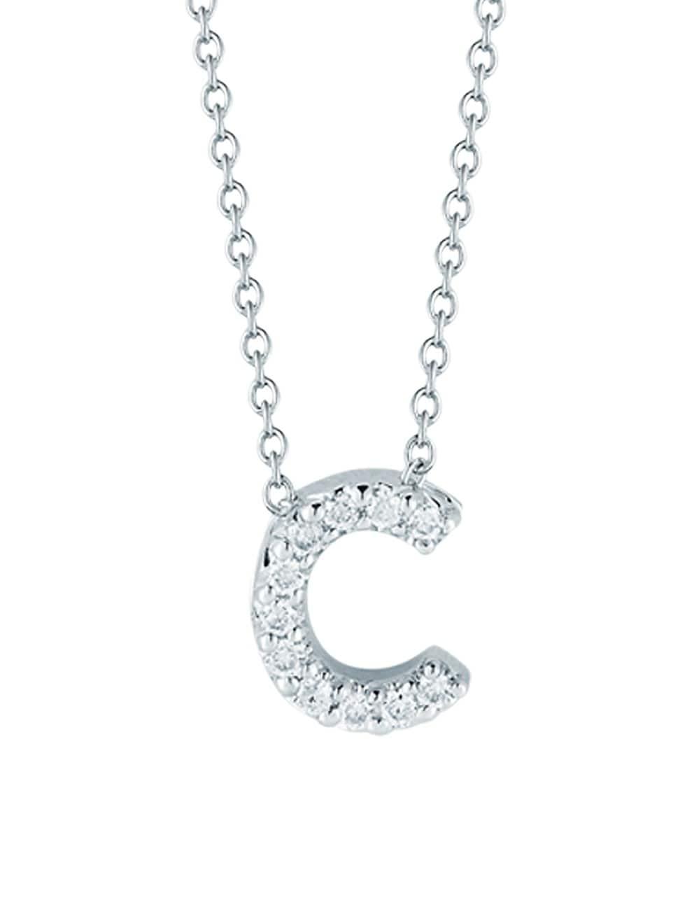 Womens Tiny Treasures 0.08 TCW Diamond & 18K White Gold Initial Necklace Product Image