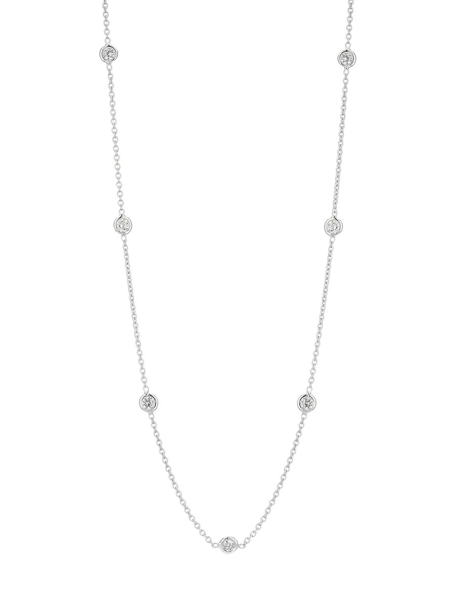 Womens 18K White Gold & 0.7 TCW Diamond Station Necklace Product Image