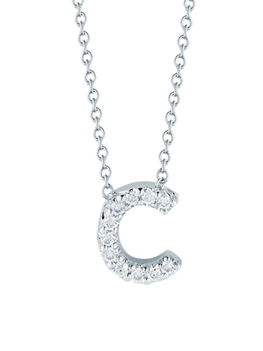 Womens Tiny Treasures 0.08 TCW Diamond & 18K White Gold Initial Necklace Product Image