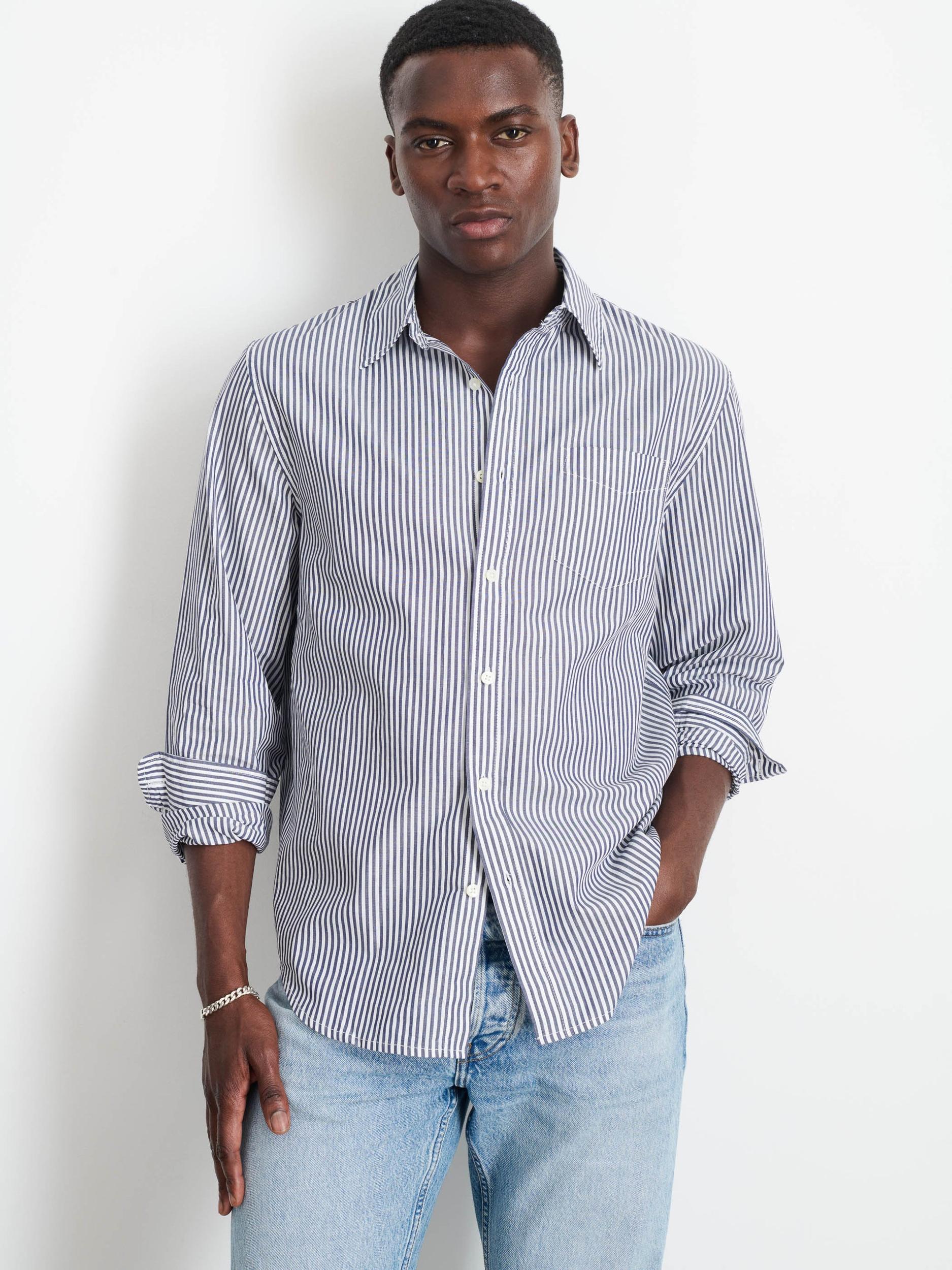 Mill Shirt in Striped Cotton Poplin Product Image
