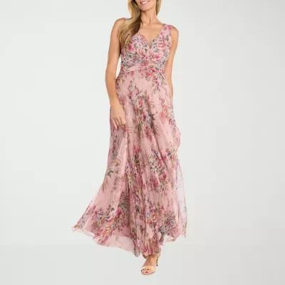 R & M Richards Womens Sleeveless Floral Evening Gown Product Image