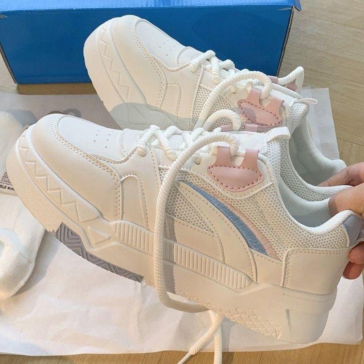 Platform Panel Mesh Sneakers Product Image