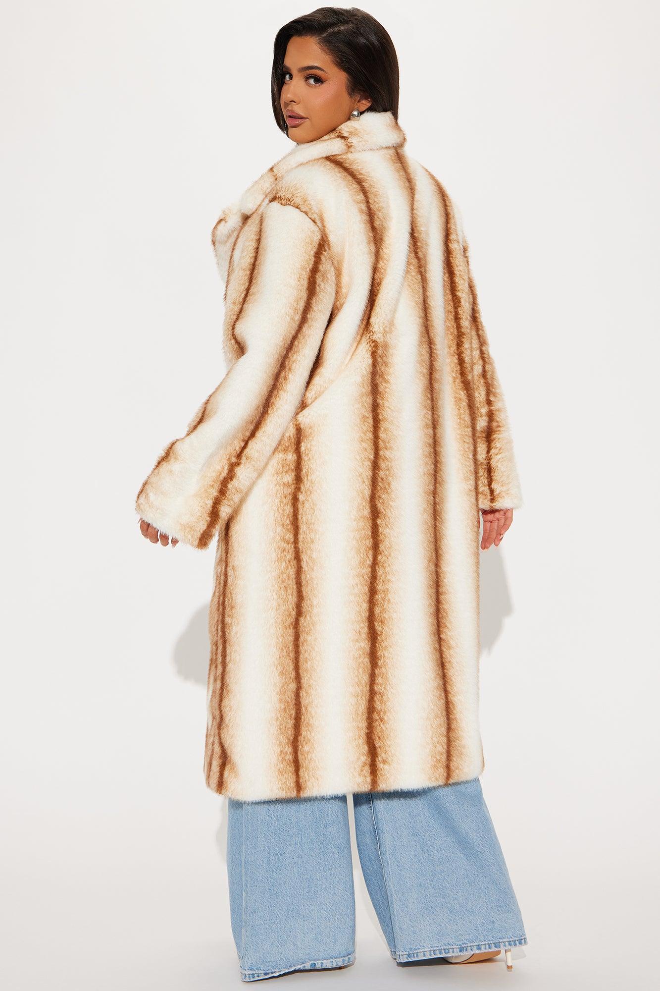 Aspen Ready Faux Fur Coat - White/combo Product Image