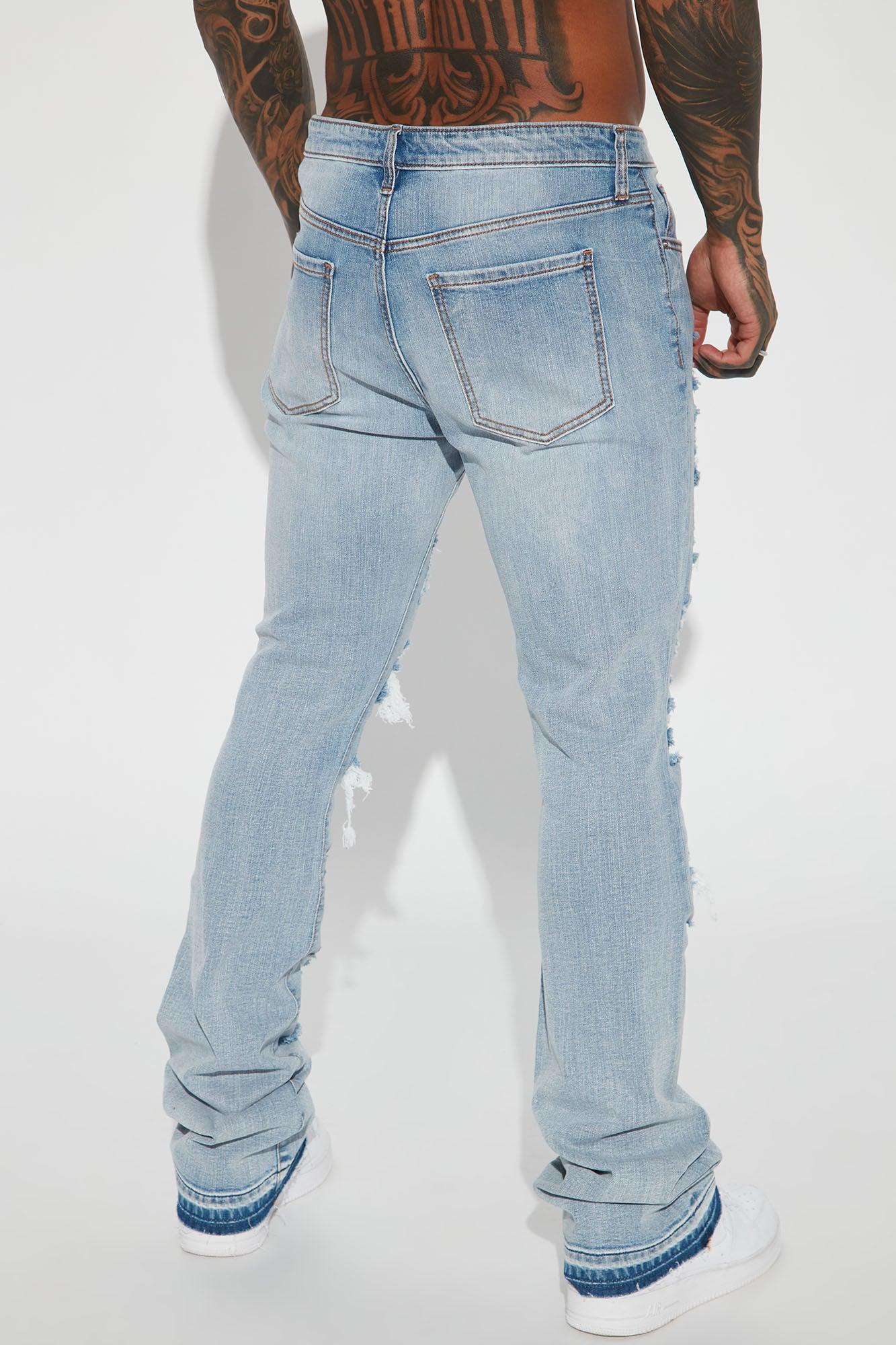 Through It Ripped Skinny Flared Jeans - Vintage Blue Wash Product Image