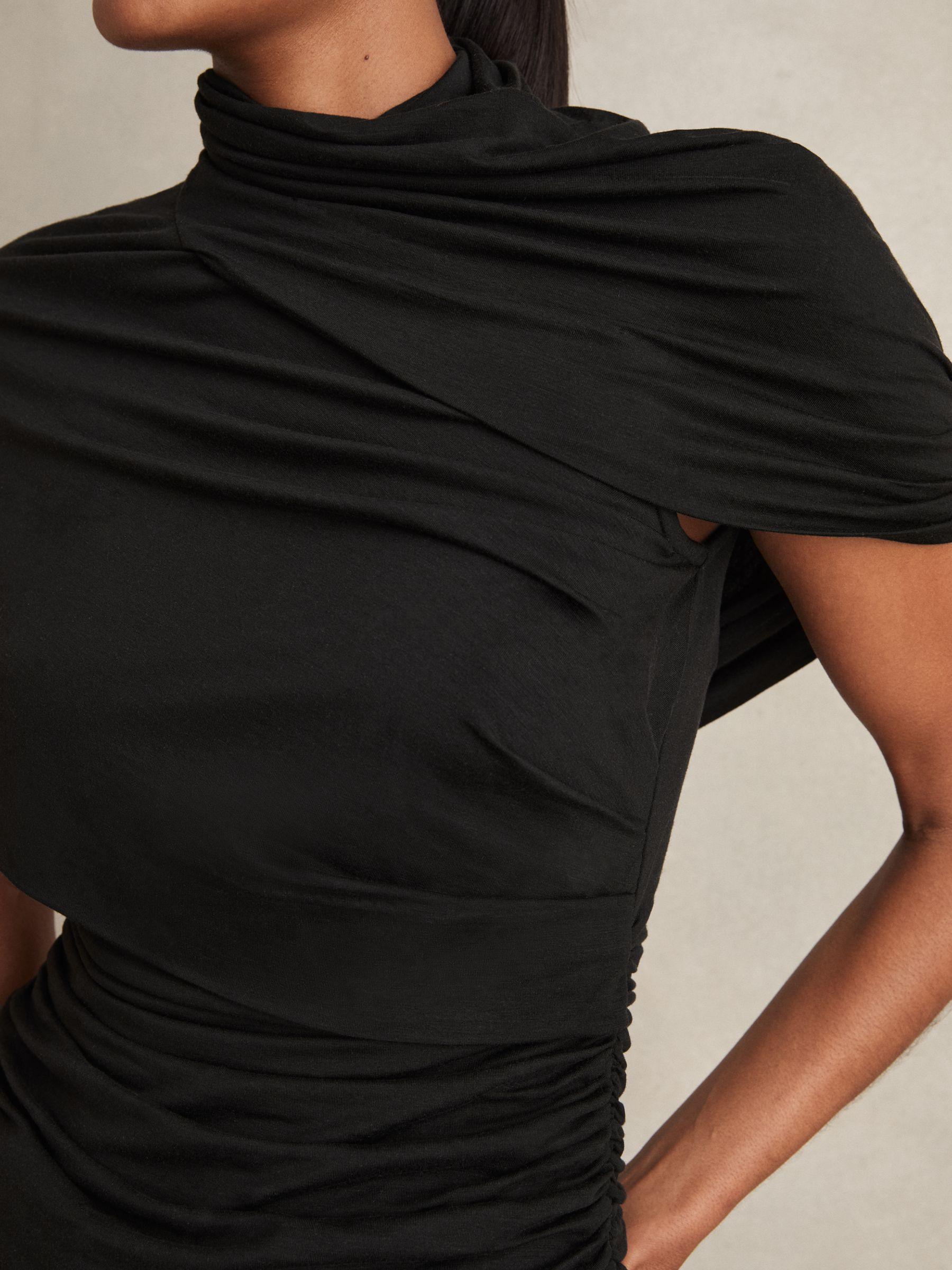 Stretch Lyocell Draped Top in Black Product Image