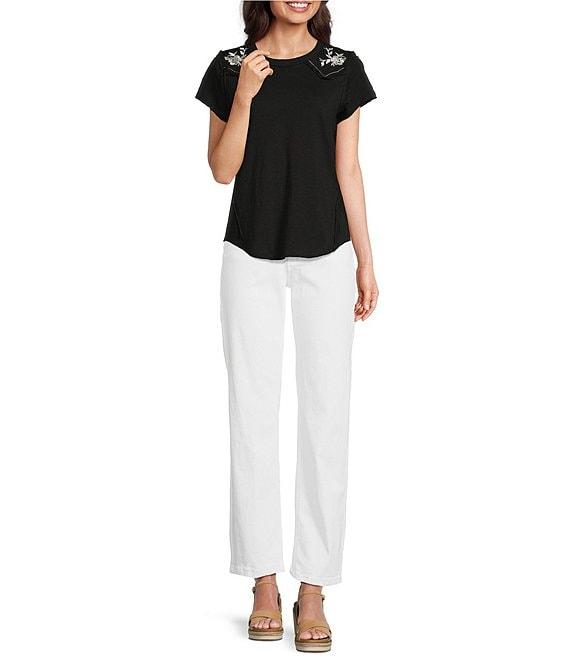 Reba Relaxed Straight Leg Distressed Denim Jeans Product Image