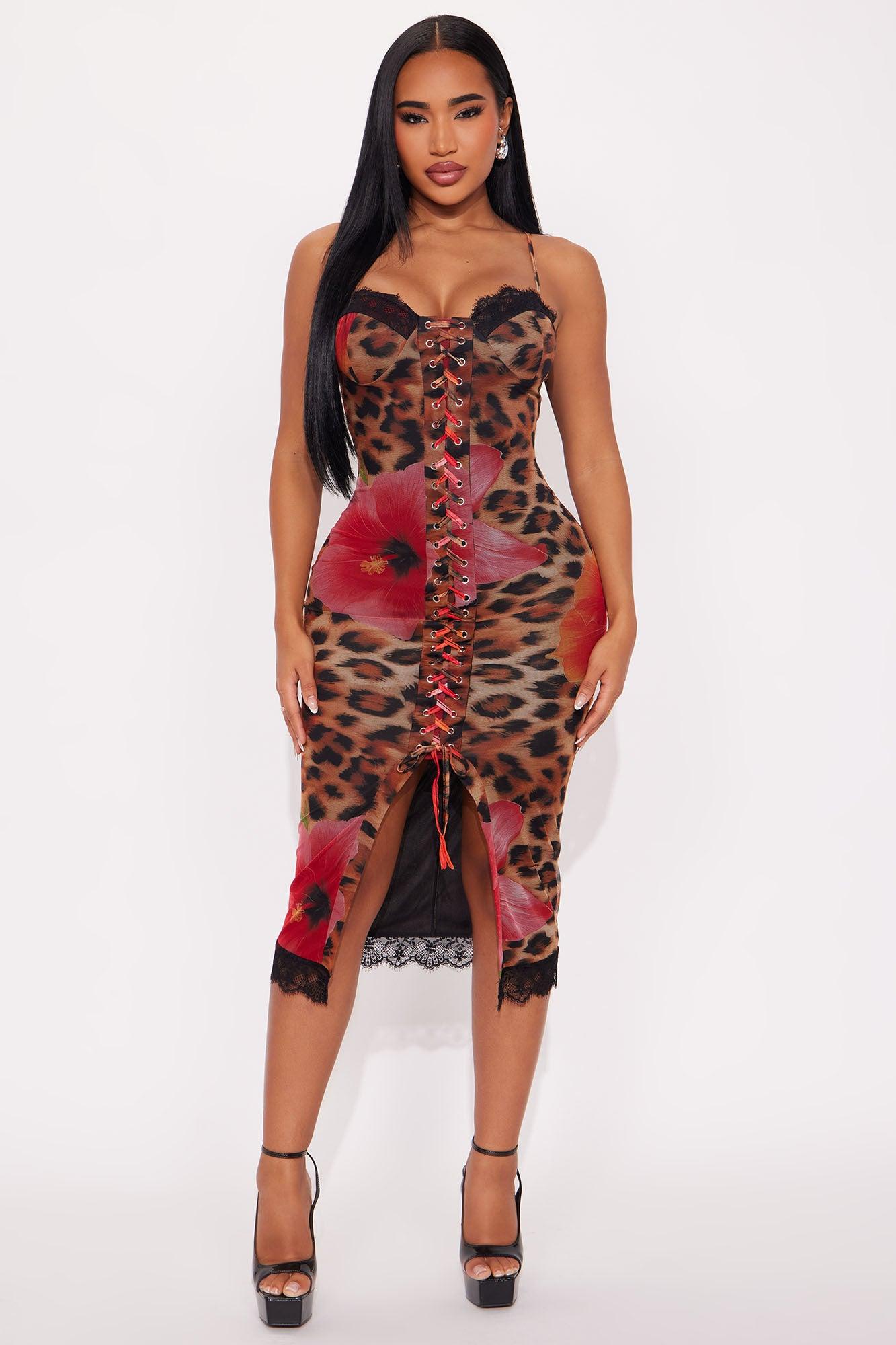 Wild Beauty Mesh Midi Dress - Pink/combo Female Product Image