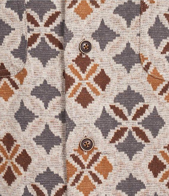 Rowm Long Sleeve Jacquard Multi Geo Print Button Front Shirt Product Image