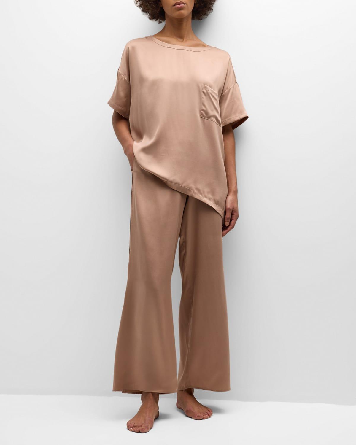 Womens Washable Silk T-Shirt & Pants Pajamas Product Image