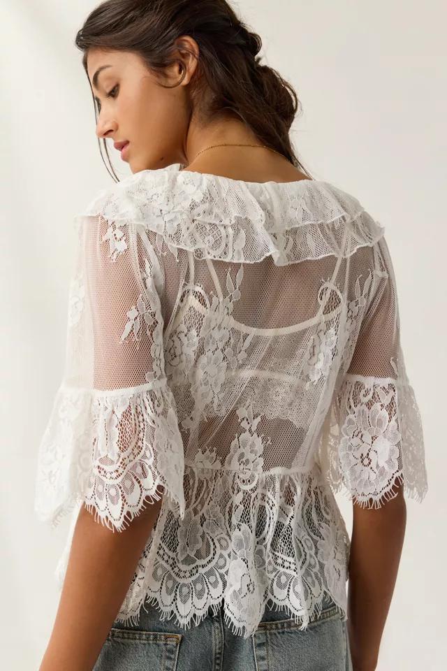 Kimchi Blue Clementine Sheer Lace Ruffle Bed Jacket Product Image
