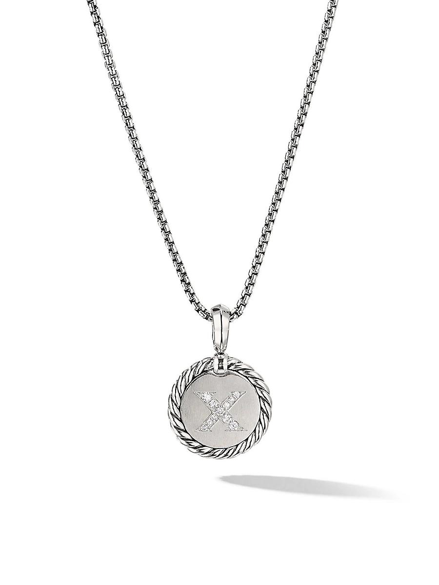 Womens Initial Charm Necklace in Sterling Silver Product Image