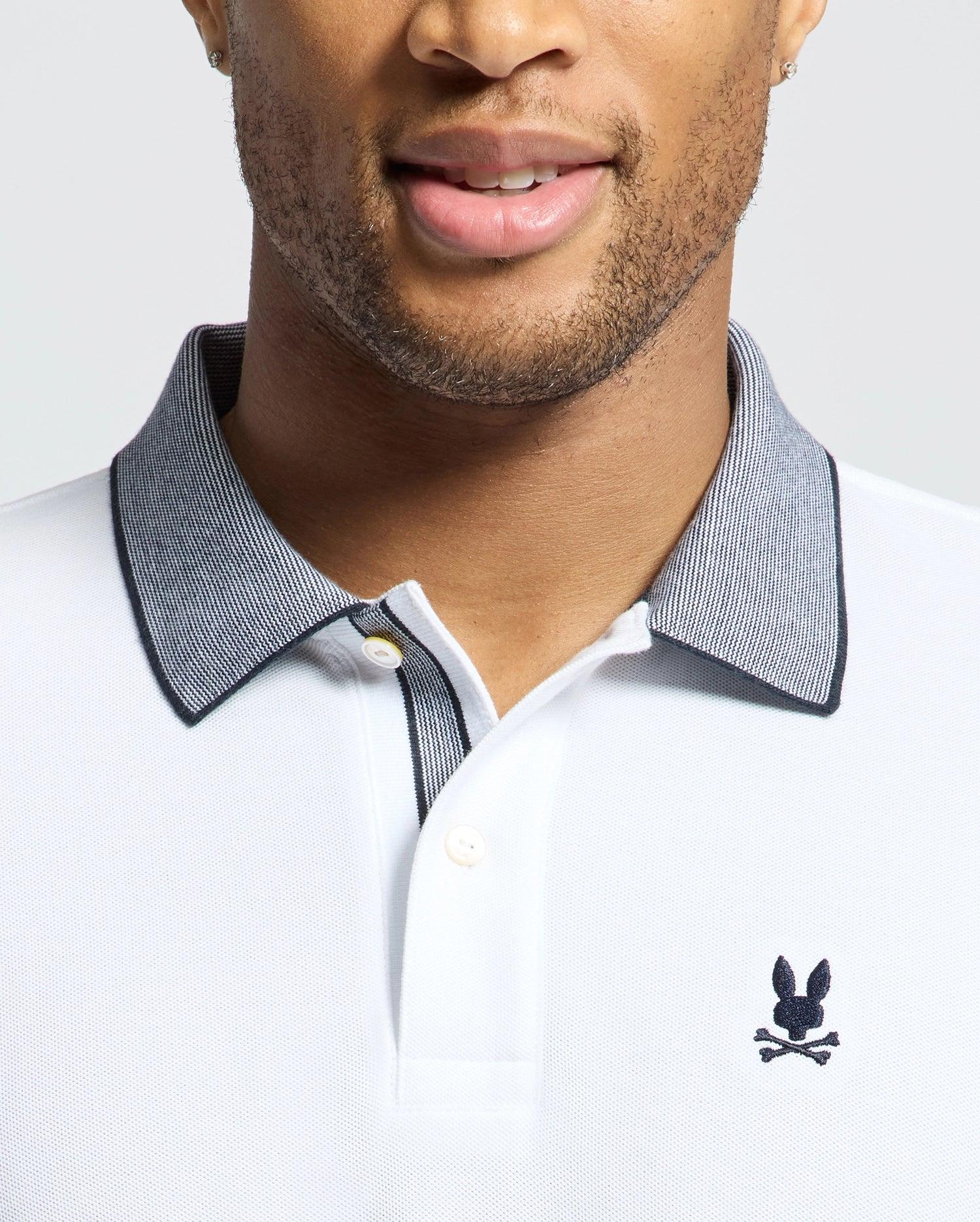 MENS JONAS STRIPE COLLAR PIQUE POLO - B6K583F200 Male Product Image