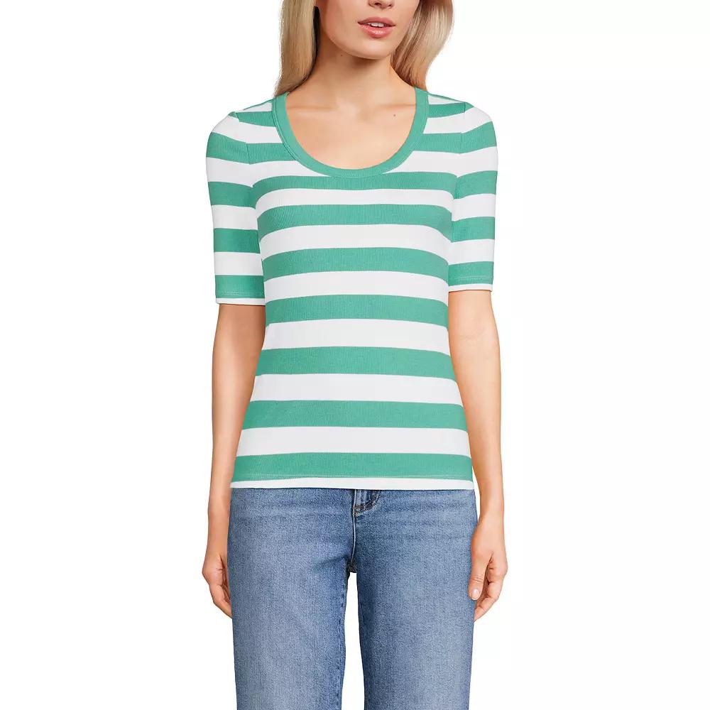 Women's Lands' End Elbow Sleeve Scoop Neck Tee,  Product Image
