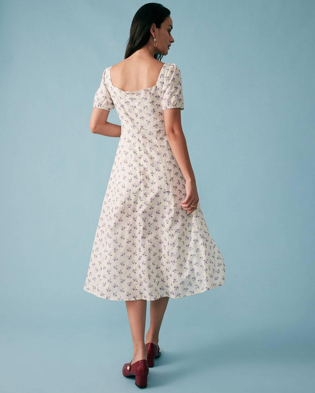 The Short Sleeve Floral Ruched Midi Dress Female Product Image