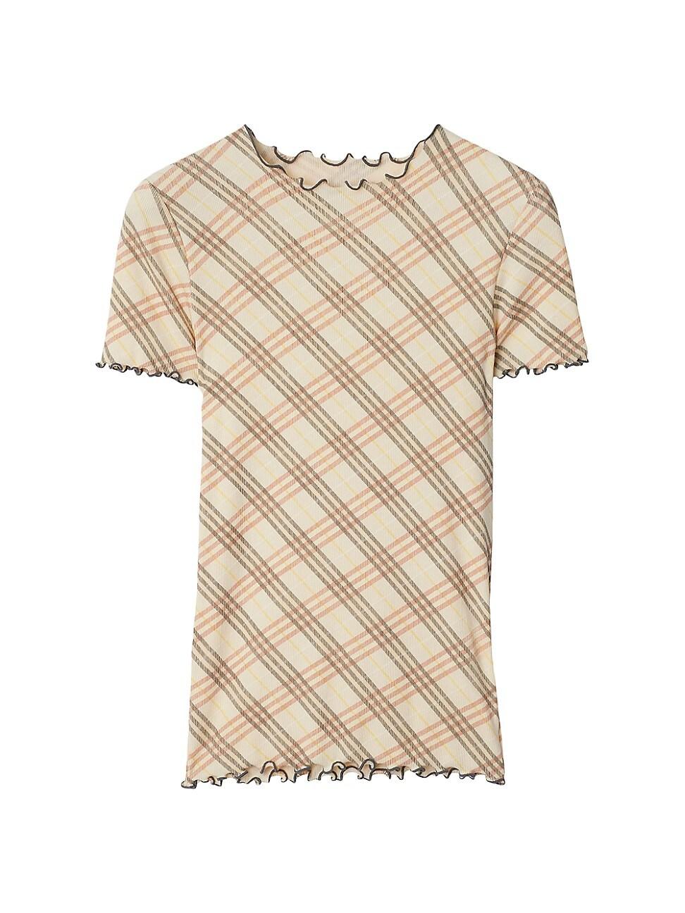 Womens Check Stretch Cotton Top Product Image