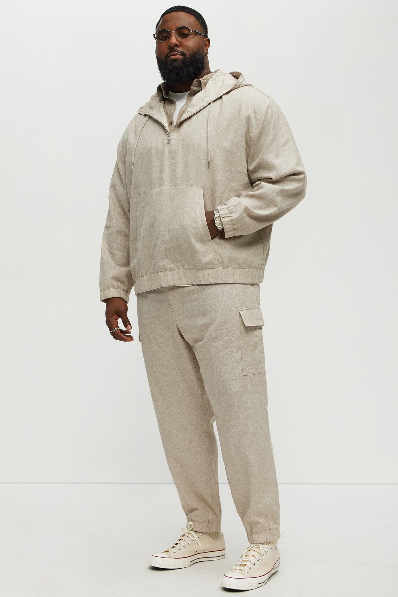 Slim Bahamas Linen Cargo Jogger - Stone Product Image