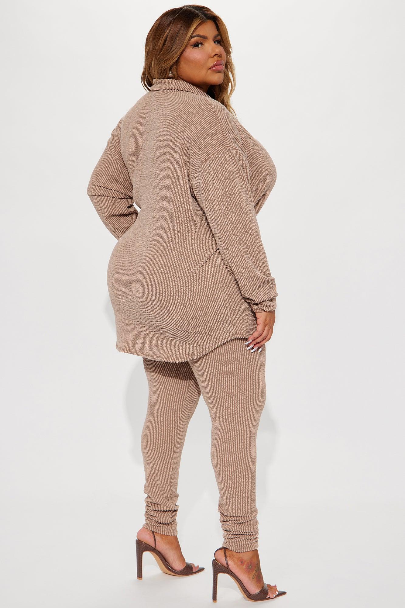 Maddie Ribbed Legging Set - Taupe Product Image