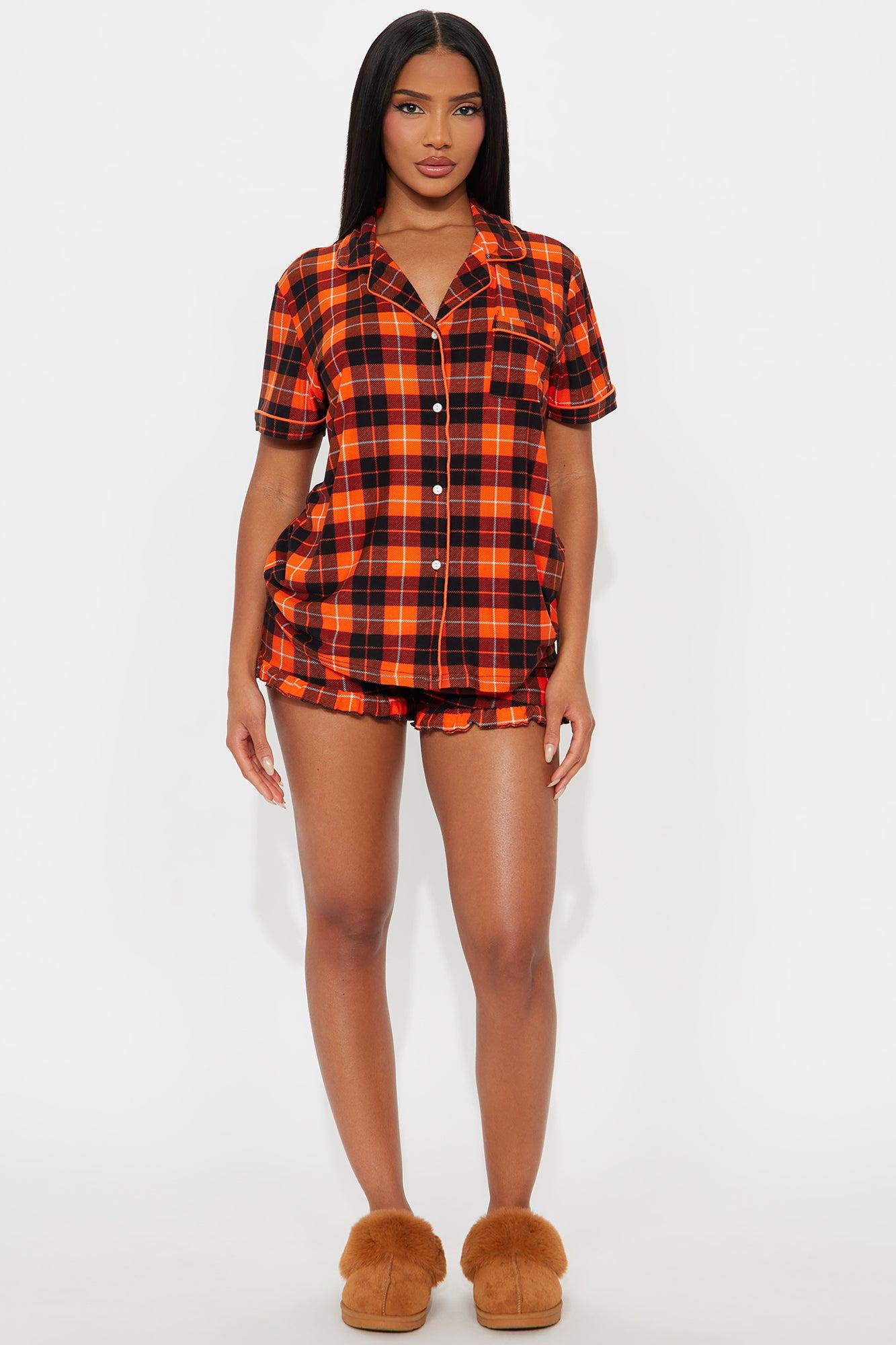 Autumn Vibes PJ Short Set - Orange/combo Female Product Image