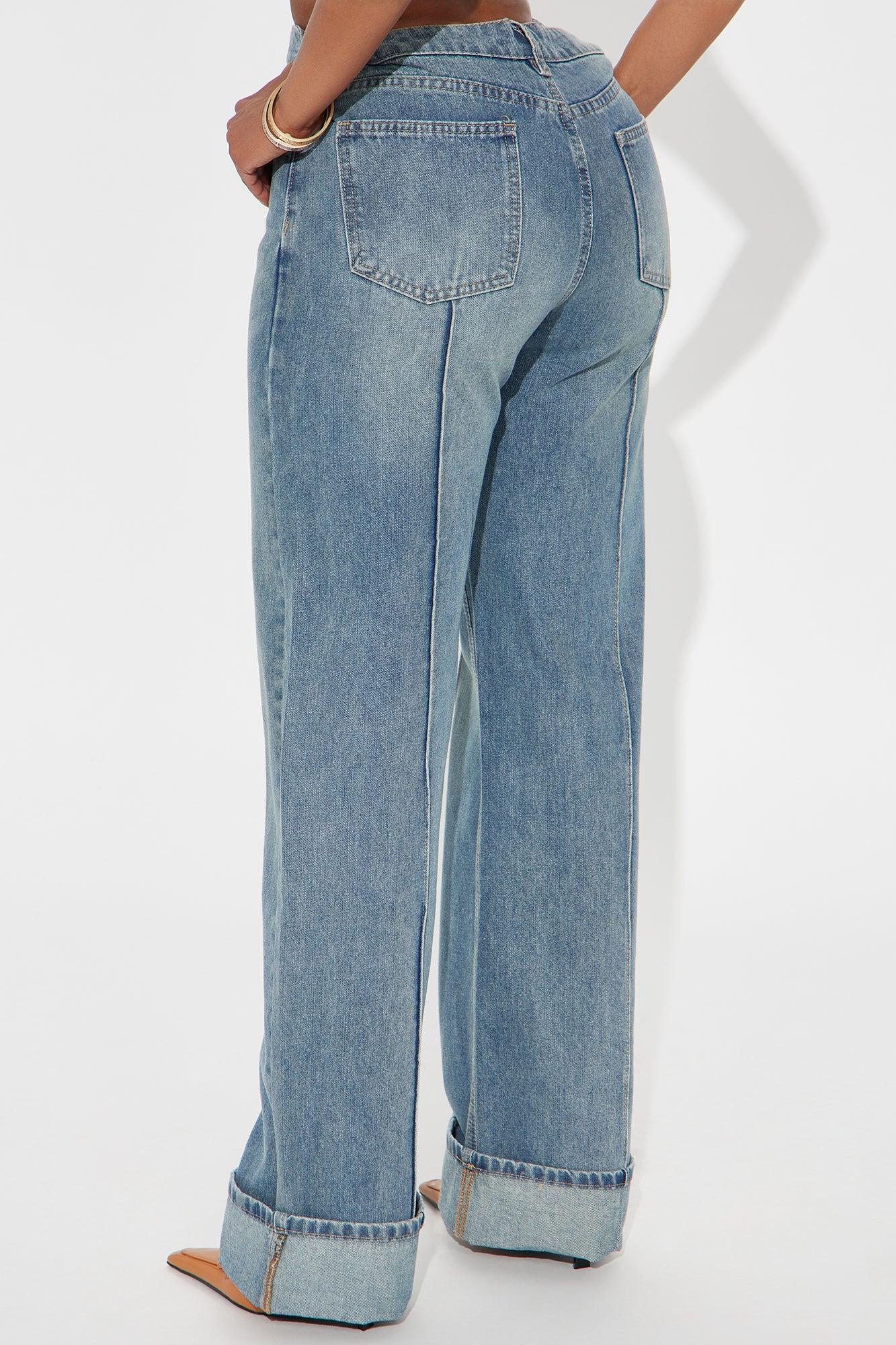 En Route Cuffed Wide Leg Jeans - Medium Wash Female Product Image