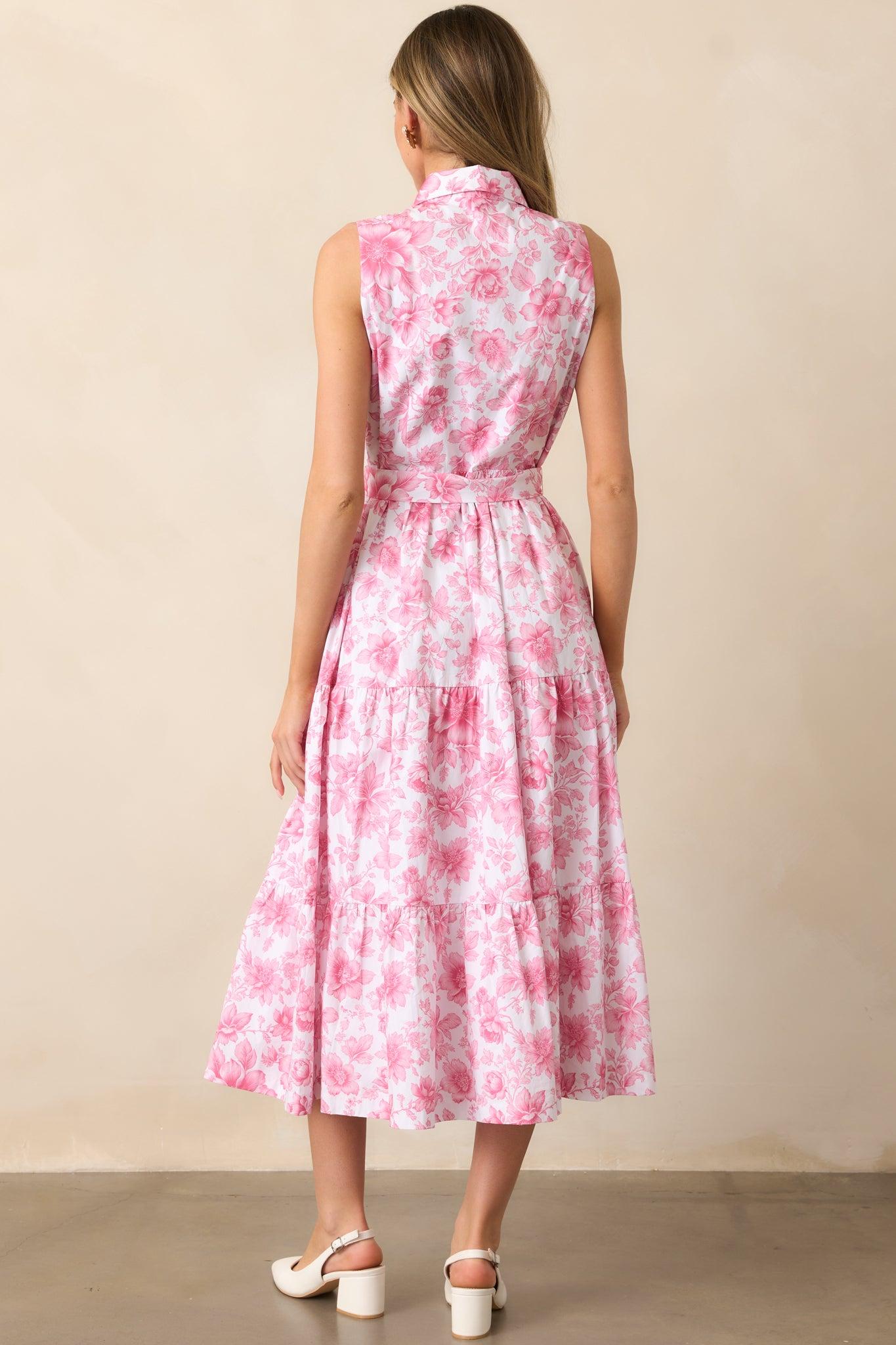 Cara La France Dianthus Pink Floral Cotton Maxi Dress Product Image